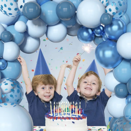 Amandir 153pcs Blue Balloon Garland Arch Kit, Different Sizes 18 12 10 5 inch Latex Metallic