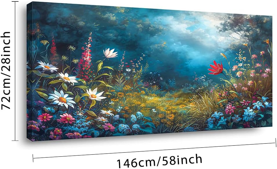 LASMOND Beautiful Colorful Grassland in Forest Landscape Wall Art Decor Artwork for Bedroom (30x60