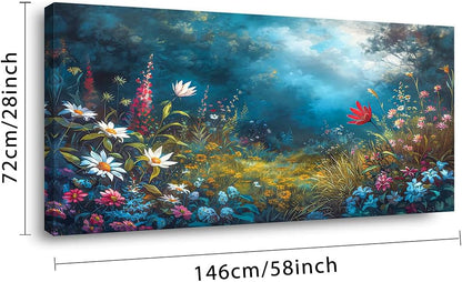 LASMOND Beautiful Colorful Grassland in Forest Landscape Wall Art Decor Artwork for Bedroom (30x60
