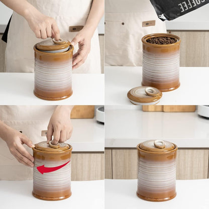 Nihow Ceramic Food Storage Jar Sets: Container with Air Tight Ceramic Lid for