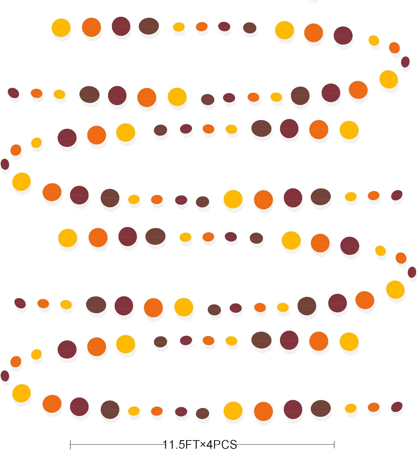 46Ft Fall Party Decorations Polka Dots Garlands Orange Yellow Burgundy Brown Hanging Paper Circle