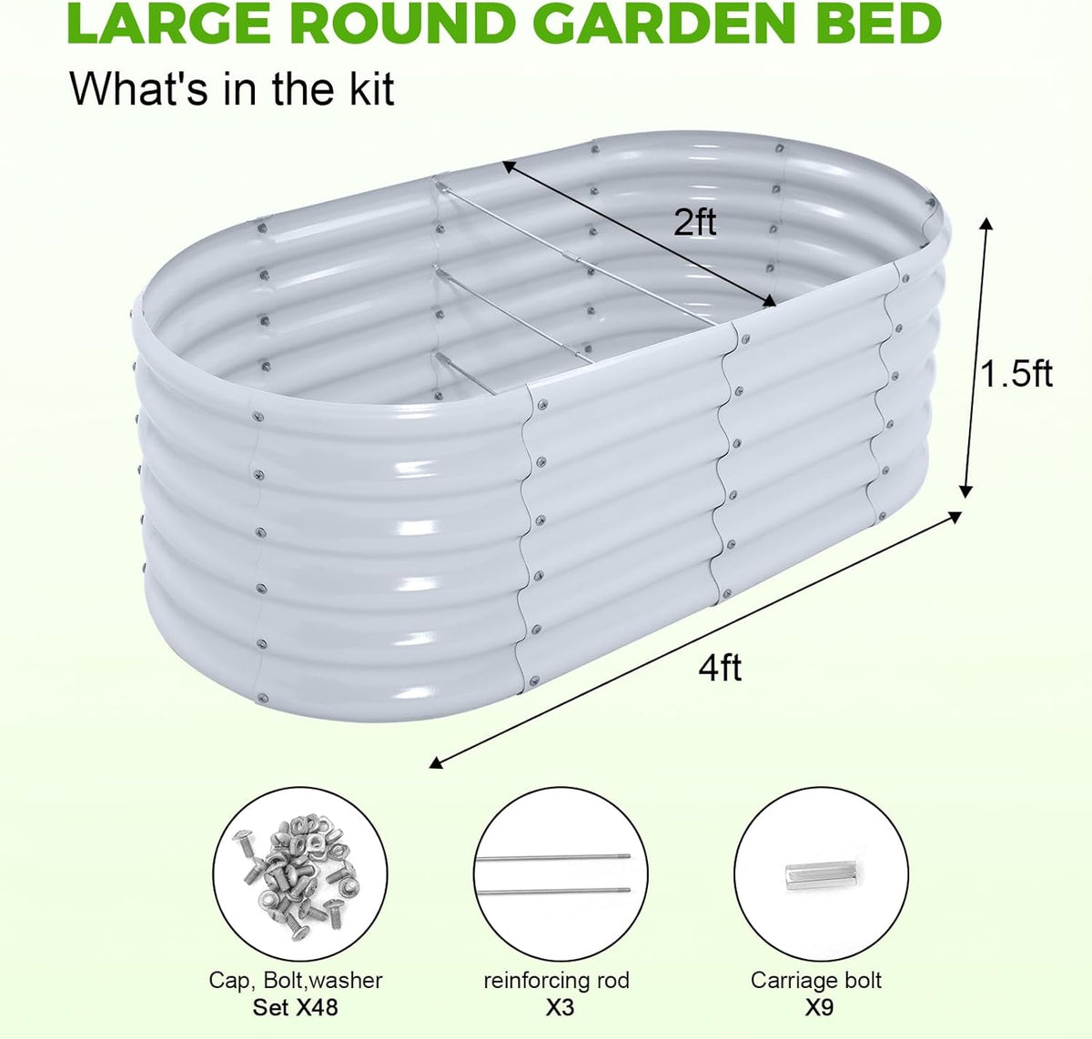 Land Guard 18“ Tall 4×2ft Galvanized Raised Garden Bed Kit, Galvanized Planter Garden Boxes