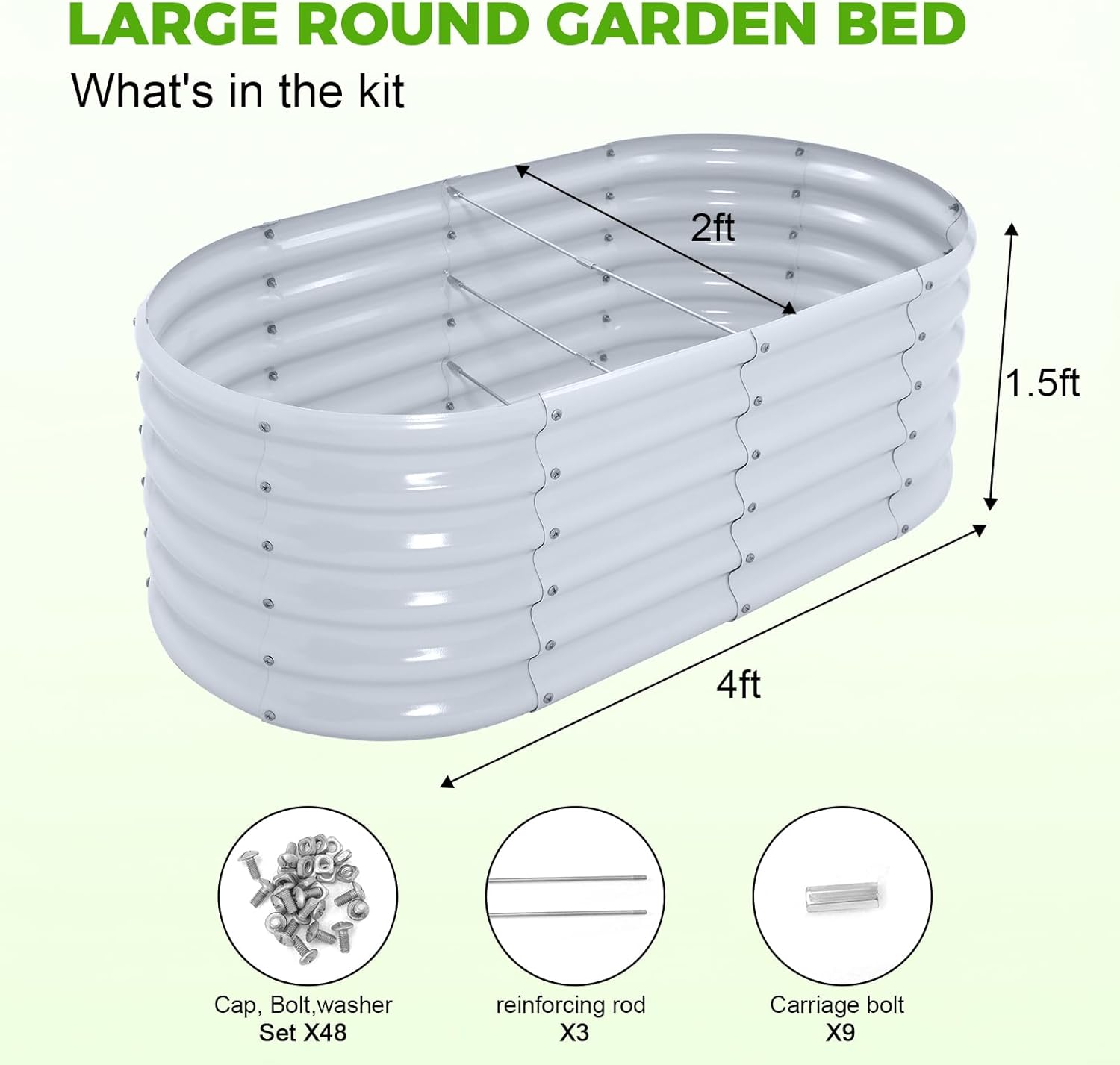 Land Guard 18“ Tall 4×2ft Galvanized Raised Garden Bed Kit, Galvanized Planter Garden Boxes