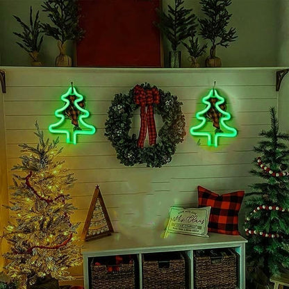 Christmas Tree Neon Light Signs for Bedroom Bedside Dorm Wall Decor,Neon Light up Christmas Decor