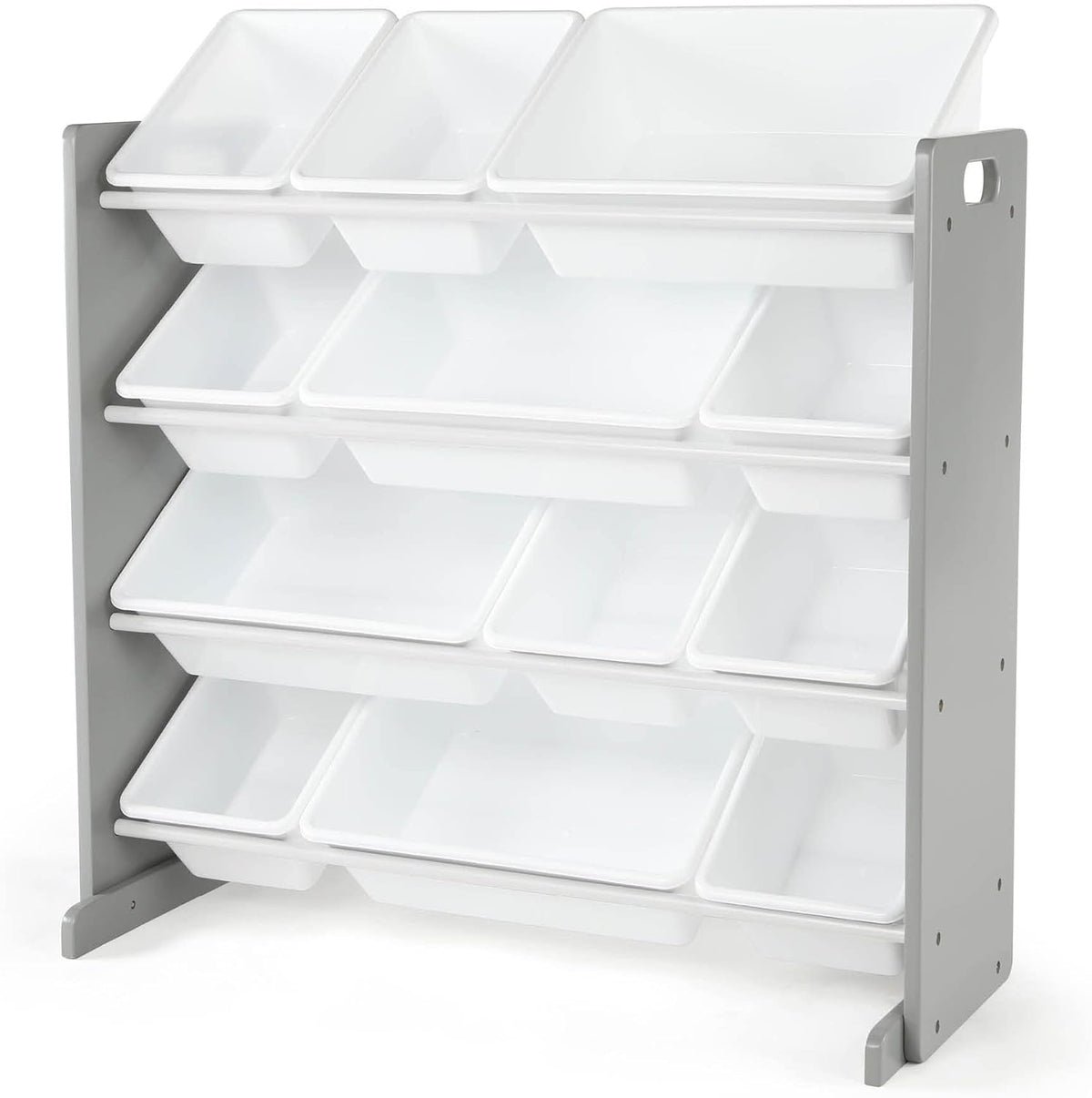 Humble Crew Kids Toy Storage Organizer with 12 Plastic Bins, Grey/White – Removable Bins for