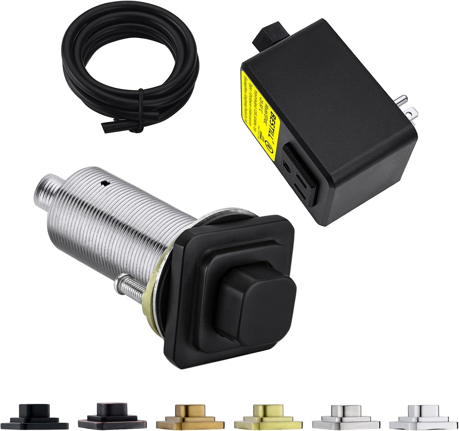 BESTILL Garbage Disposal Air Switch Kit, Square Raised Push Button Ideal for Long Nails, Cordless