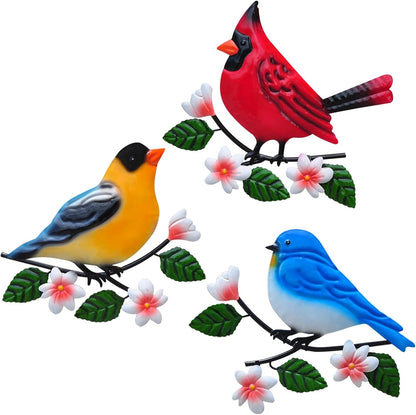 Metal Bird Wall Art 3D Outdoor Sculpture - Suitable for Gardens, Fence, Patio, Living Room