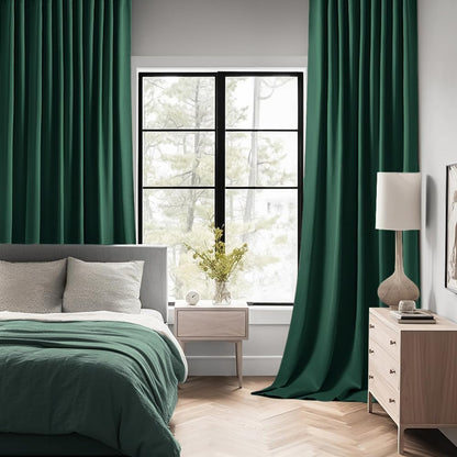 MIULEE Hunter Green Back Tab Blackout Curtains 102 Inch Long 2 Panels Set for Living Room Bedroom
