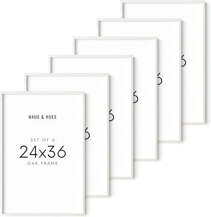HAUS AND HUES 24x36 Frame Set of 6 - Poster Frames 24 X 36 Inches White Gallery Wall Frame Set