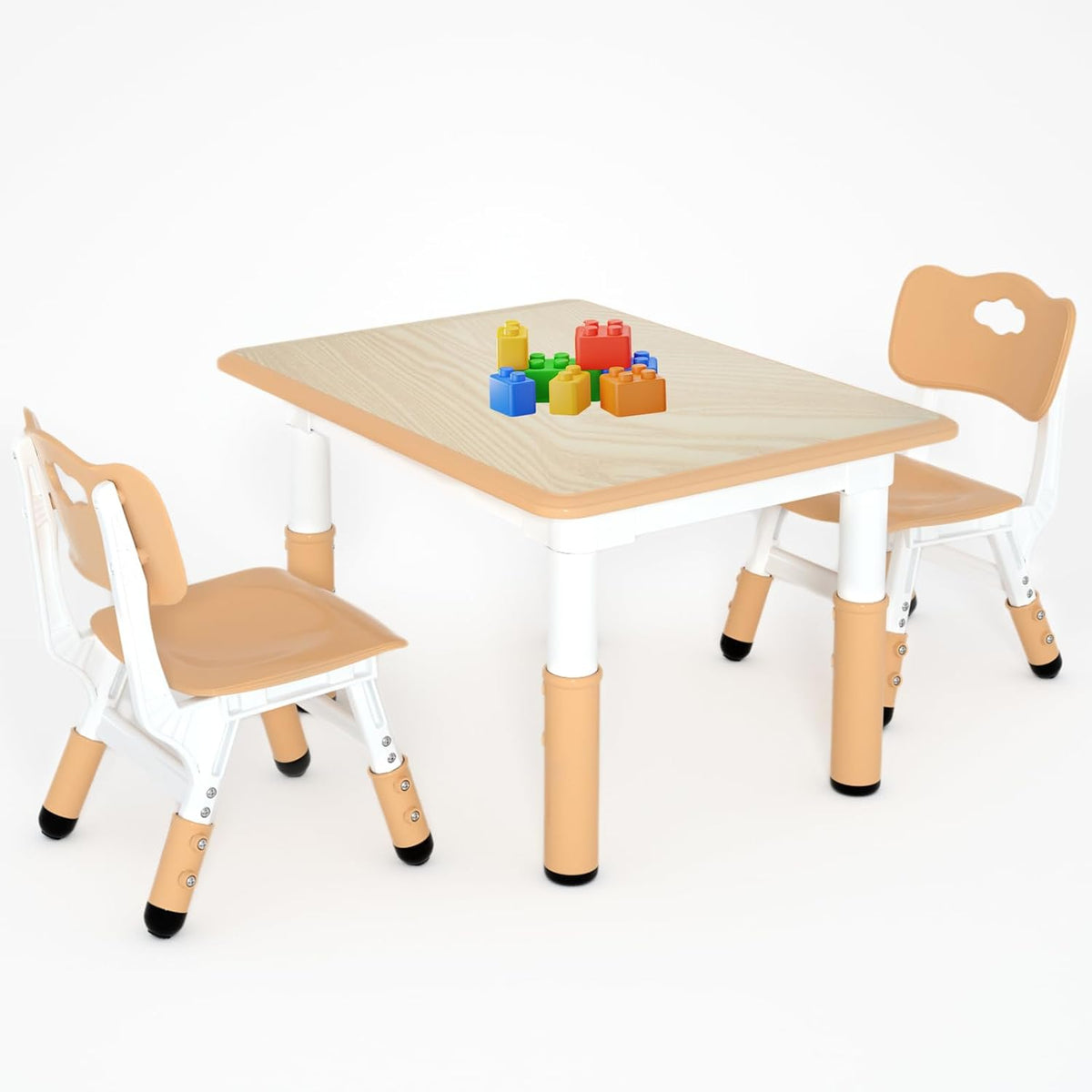 Kids Study Table and 2 Chairs Set,Height Adjustable Table and Chairs for Children and
