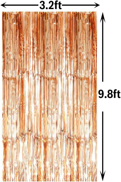 GOER 3.2 ft x 8.2 ft Metallic Tinsel Foil Fringe Curtains Party Photo Backdrop Party Streamers for