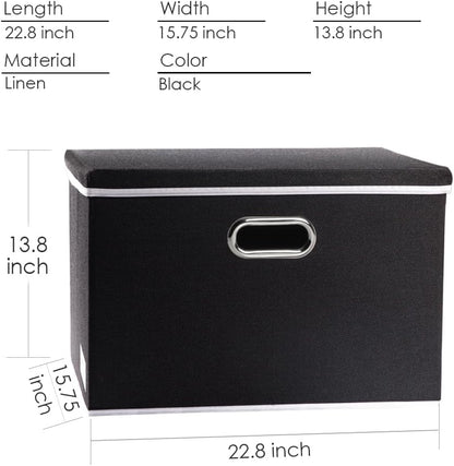 PRANDOM Extra Large Collapsible Storage Bins with Lids [5-Pack] Linen Fabric Foldable Storage