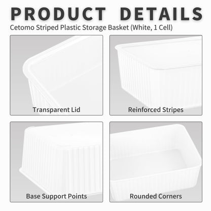 Cetomo Plastic Underwear Drawer Organizer with Lid, Lidded Storage Box for Bras, Plastic Basket for