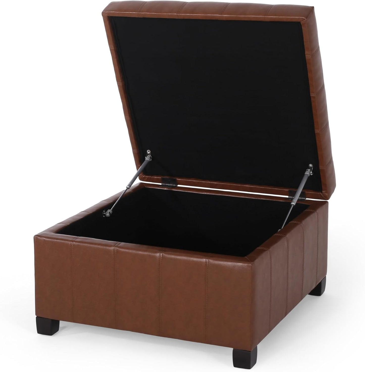 Christopher Knight Home Faux Leather Storage Ottoman Square Ottoman End of Bed Ottoman Cube for