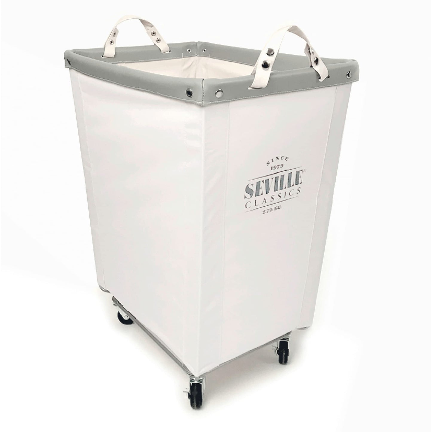 Heavy-Duty Canvas Laundry Hamper w/Wheels, 16"W x 22"D, Natural White