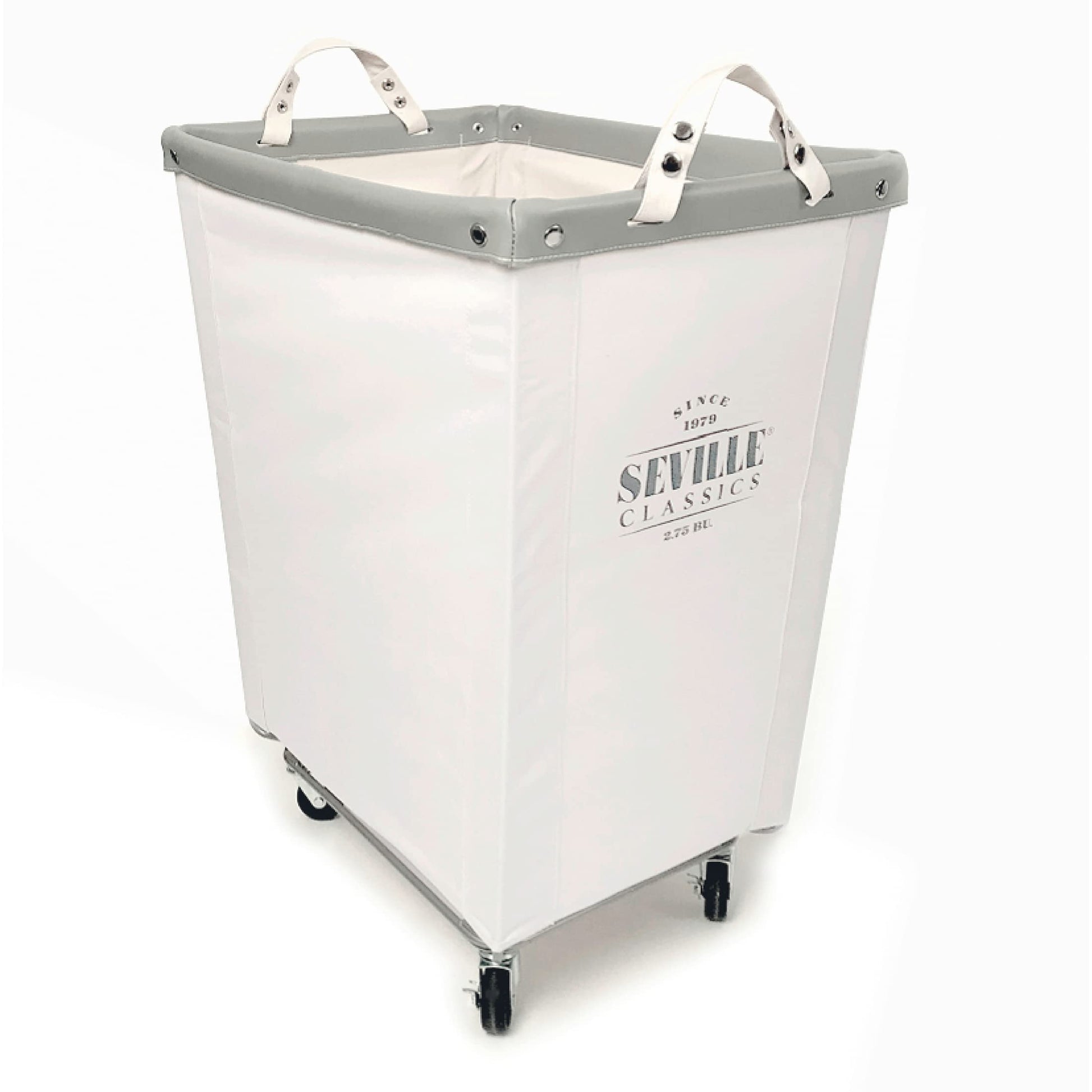 Heavy-Duty Canvas Laundry Hamper w/Wheels, 16"W x 22"D, Natural White
