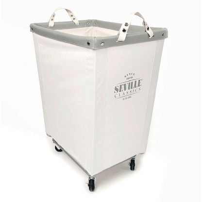 Heavy-Duty Canvas Laundry Hamper w/Wheels, 16"W x 22"D, Natural White