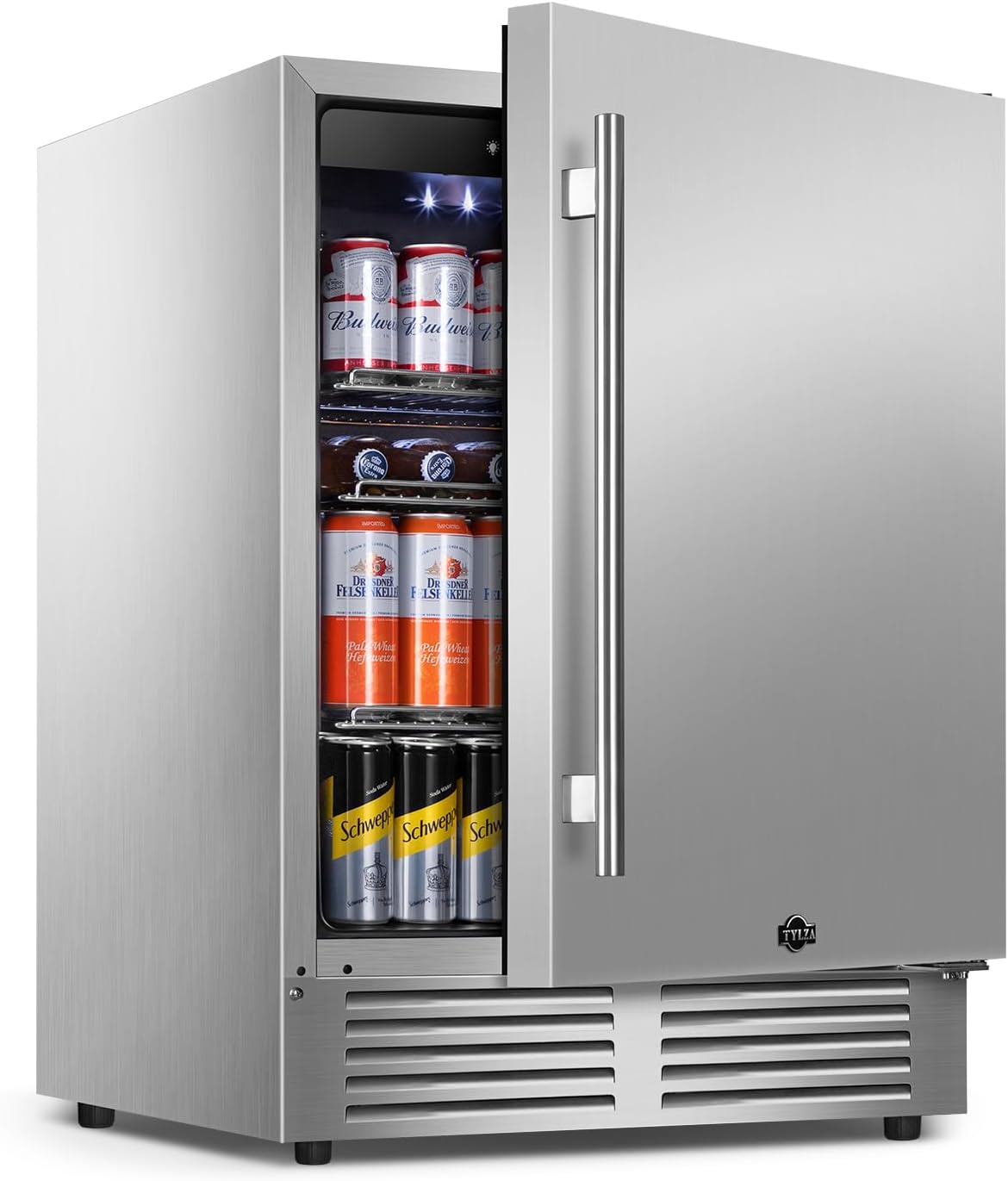 Tylza Outdoor Refrigerator 24 Inch Wide, Stainless Steel Beverage Refrigerator 176 Can for