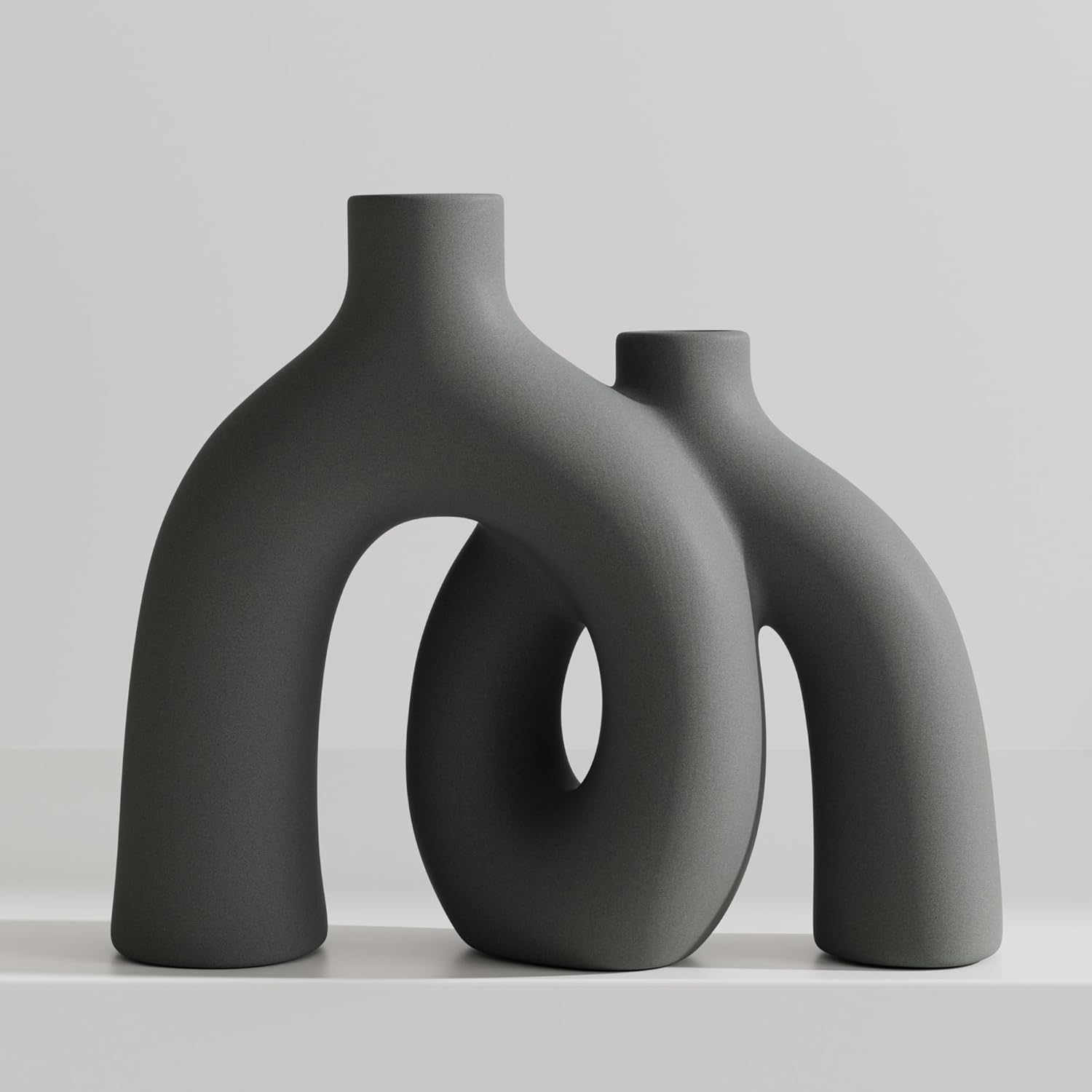 Hug Donut Decorative Vase Set - Dark Gray Modern Minimalism Industrial Style Vases Home Decor