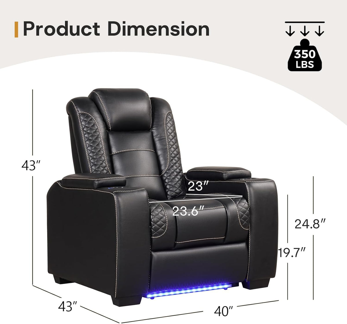 ANJ Power Recliner Home Theater Seating, Electric Recliner Chair with Adjustable Headrest,PU