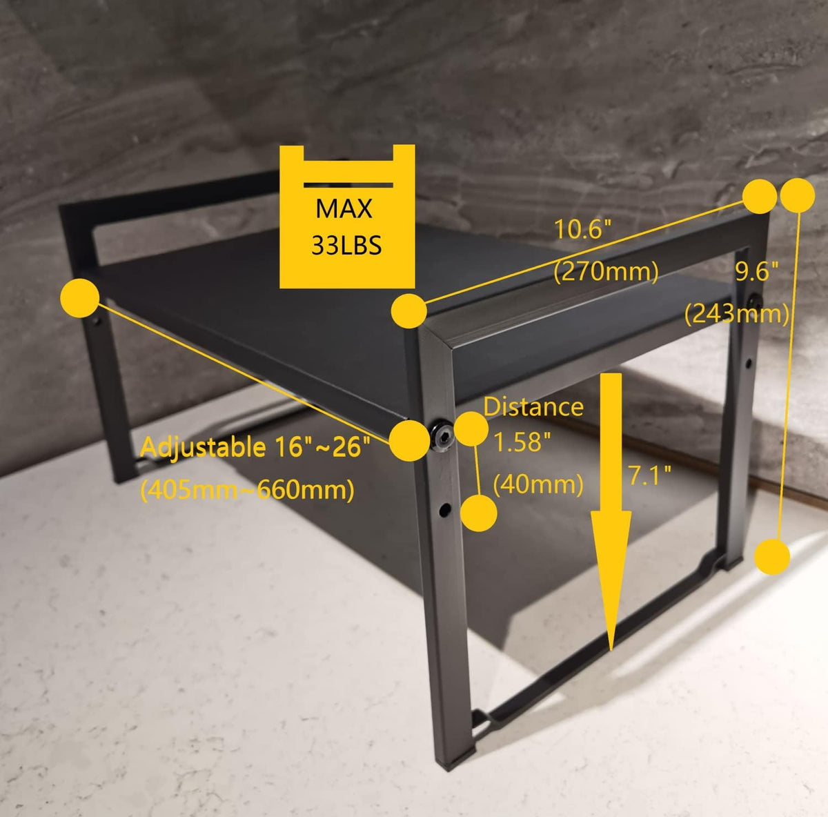 Expandable Cabinet Shelf Organizer 16-26" L Stackable Kitchen Counter Shelf Sink Rack Countertop