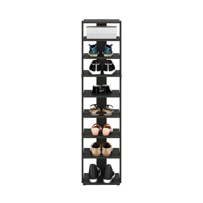 Furinno Compact Vertical Shoe Rack, 9-Tier Narrow Shoe Organizer, Free Standing Shoe Storage, Shoe