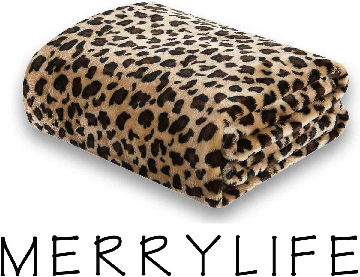 MERRYLIFE Leopard Throw Blanket Decorative Fleece Throw | Ultra-Plush Colorful Oversized | Couch