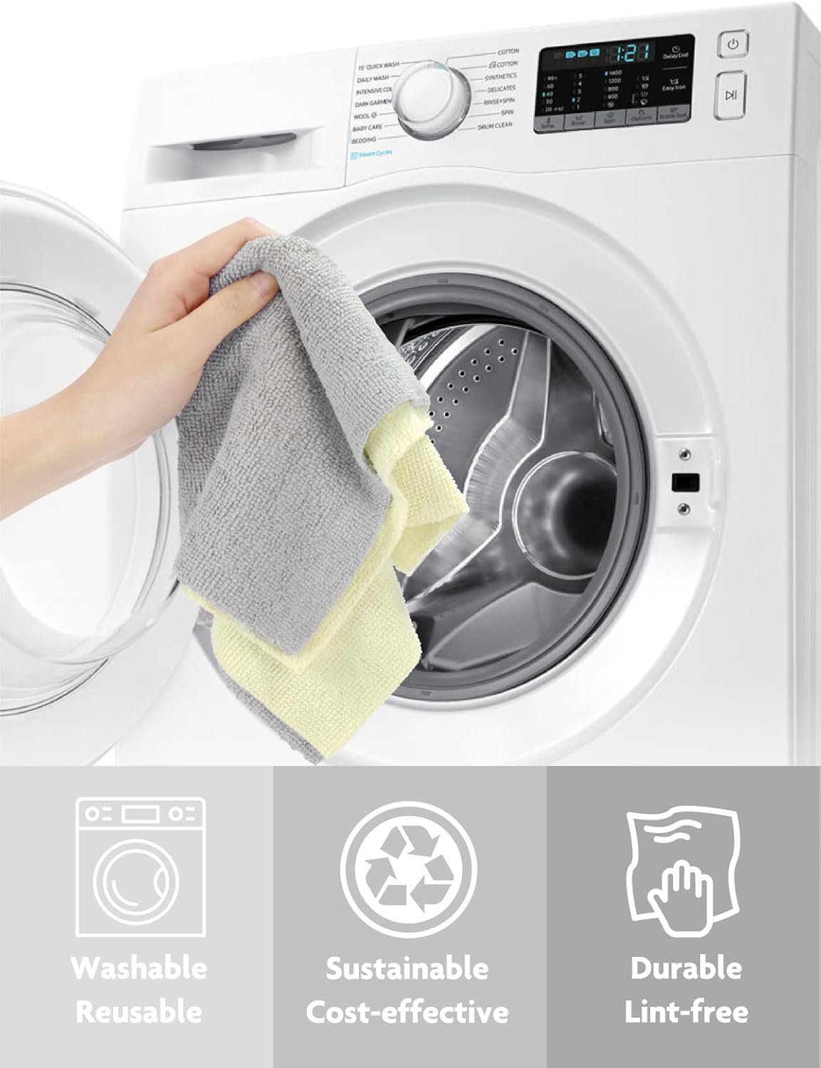 Fantasticlean Microfiber Cleaning Cloth Roll -75 Pack, Tear Away Microfiber Towels, 12" x 12"