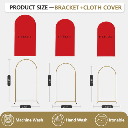Arch Backdrop Stand and Cover Set, 3 Metal Balloon Arch Backdrop 4ft 5ft 6ft, Gold Arched Stand