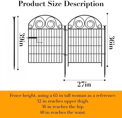 Garden Fencing 36 Inch High, 22 Panels Total Length 48 Ft(L) Dog Fence Outdoor for Yard, Black