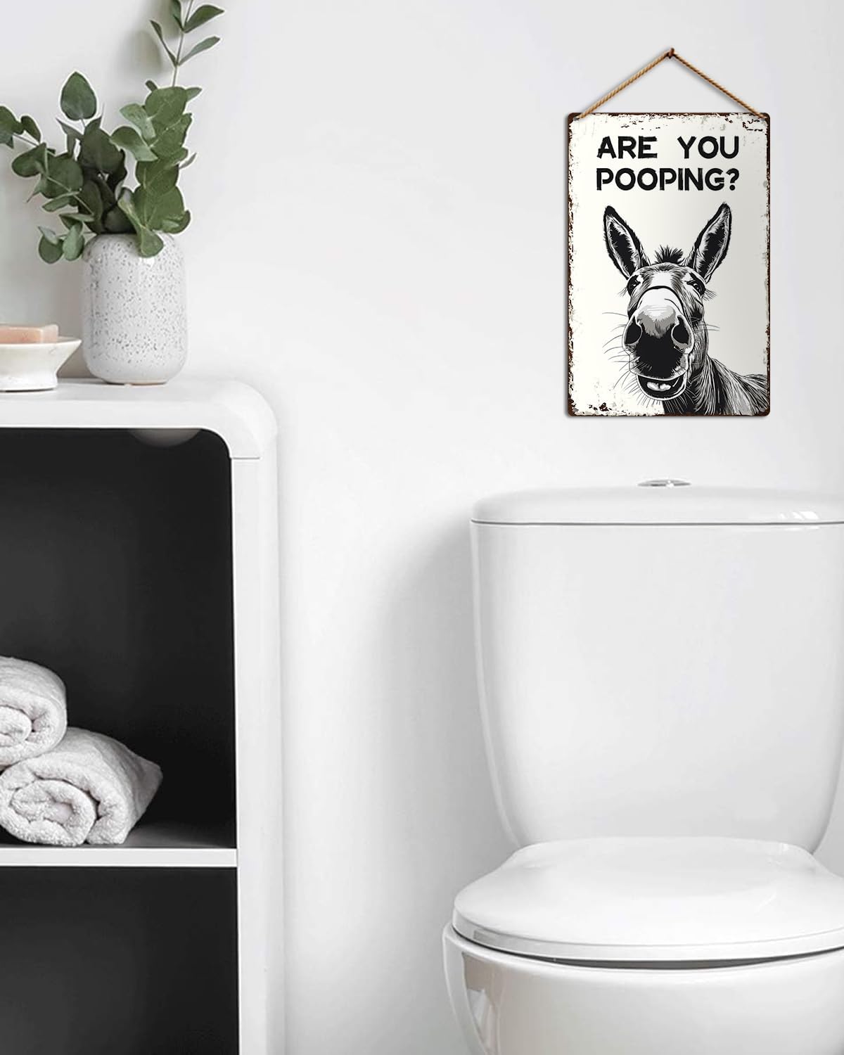 ALKB Funny Donkey Are You Pooping Metal Signs Vintage Farmhouse Bathroom Wall Decor Donkey Lovers