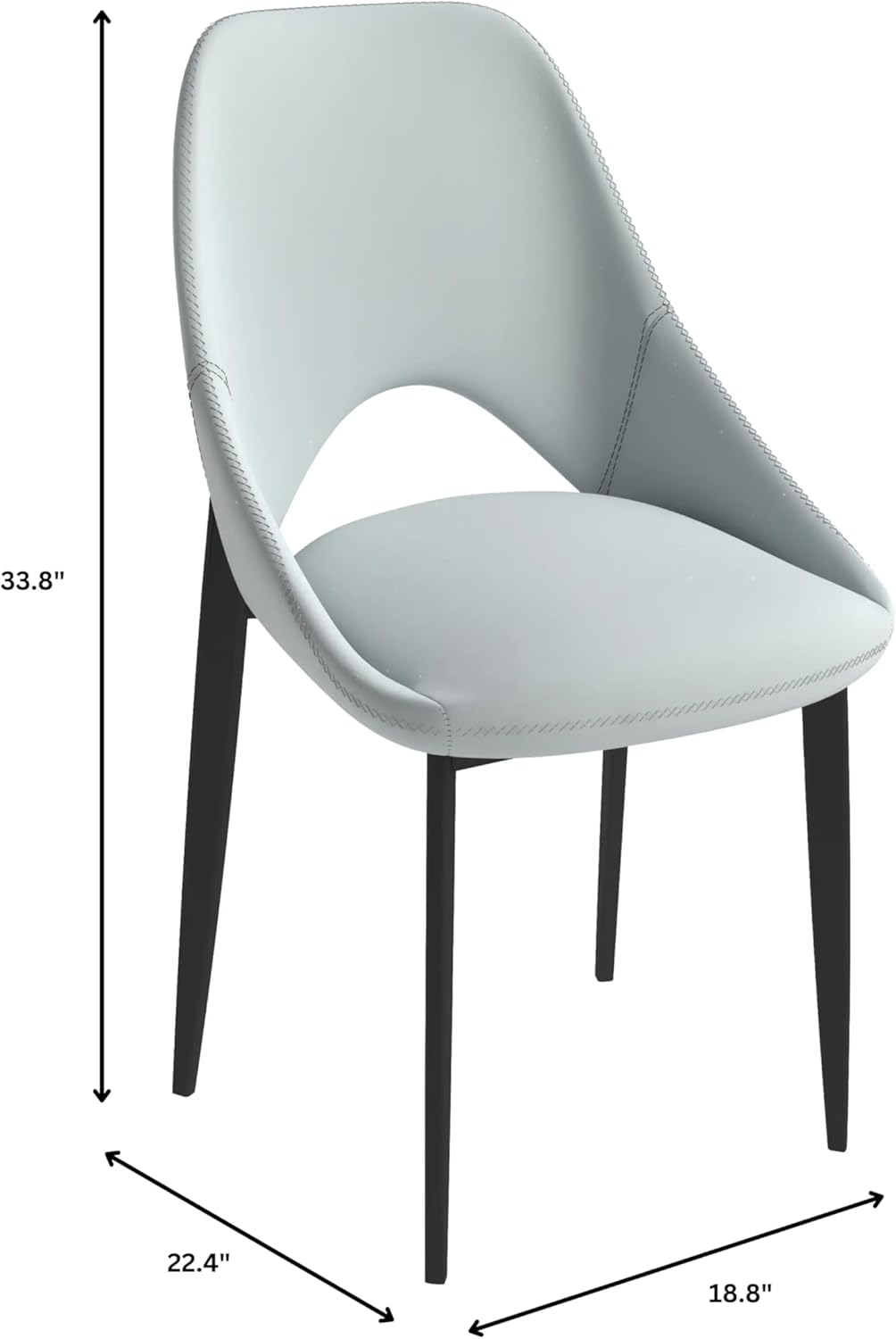 LeisureMod Amalfi Upholstered Fabric Dining Chair – Modern Side Chair with Iron Legs, Mid-Century