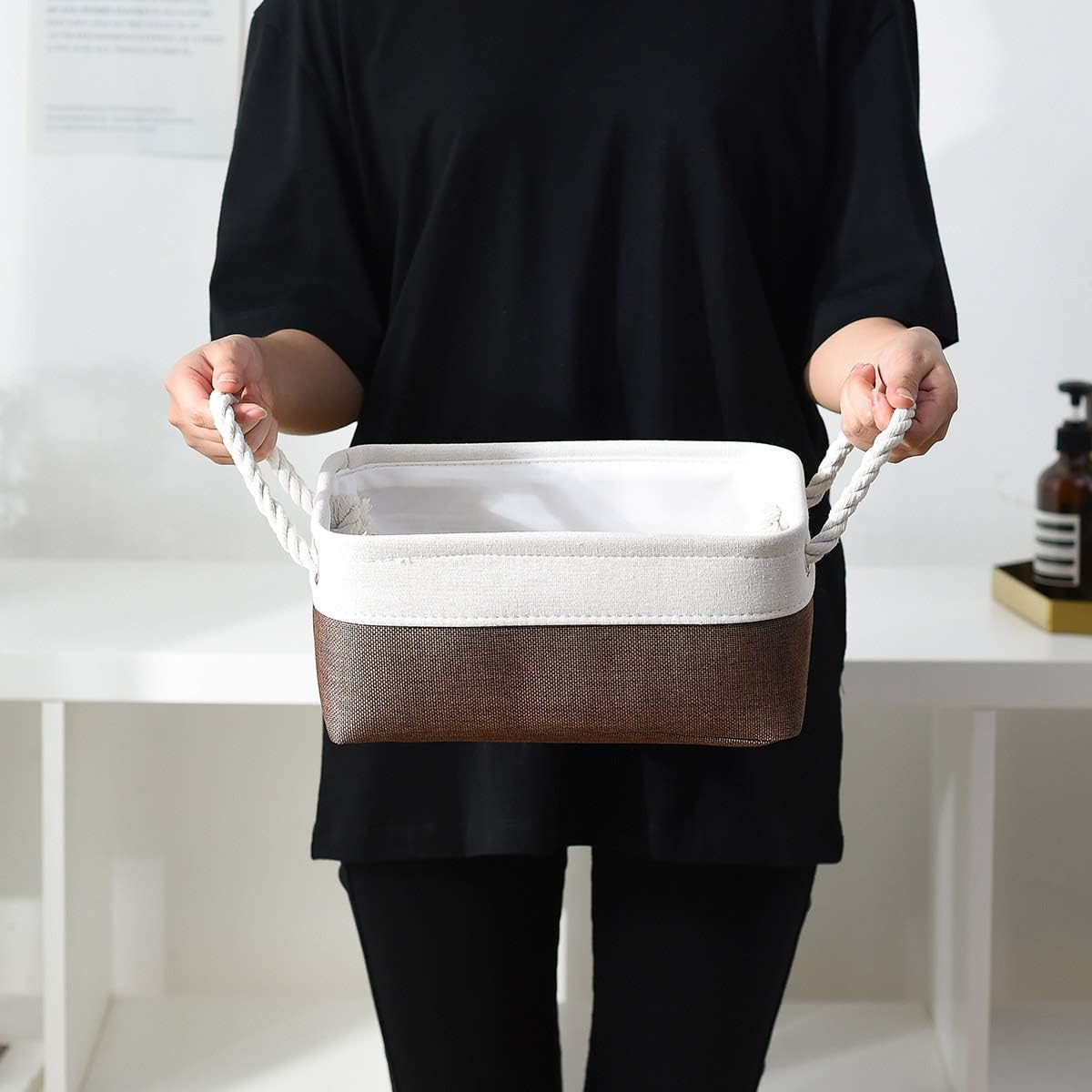 Small Storage Baskets for Shelves,Fabric Storage Baskets for Closet,Rectangular Collapsible Baskets