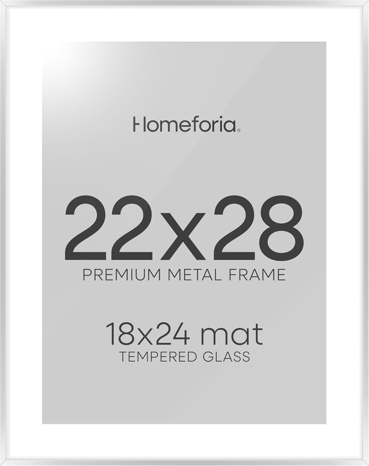 Homeforia Silver 22x28 Picture Frame, Rectangular Metal Poster Frame with Mat, 22 x 28 Frame Matted
