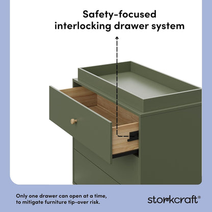 Storkcraft California 3-Drawer Chest with Removable Changing Topper (Olive with Driftwood)