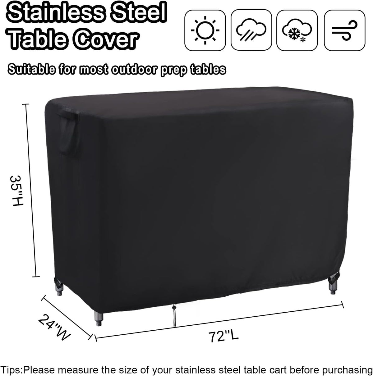 Kingling Outdoor Prep Table Covers, Waterproof Stainless Steel Table Cover Metal Table Cover