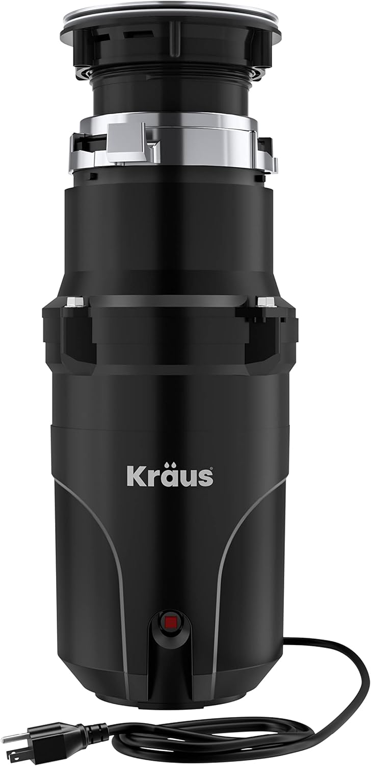 KRAUS WasteGuard 1/3 HP Ultra-Quiet Garbage Disposal with Quick Connect, Kitchen Sink Drain Cover