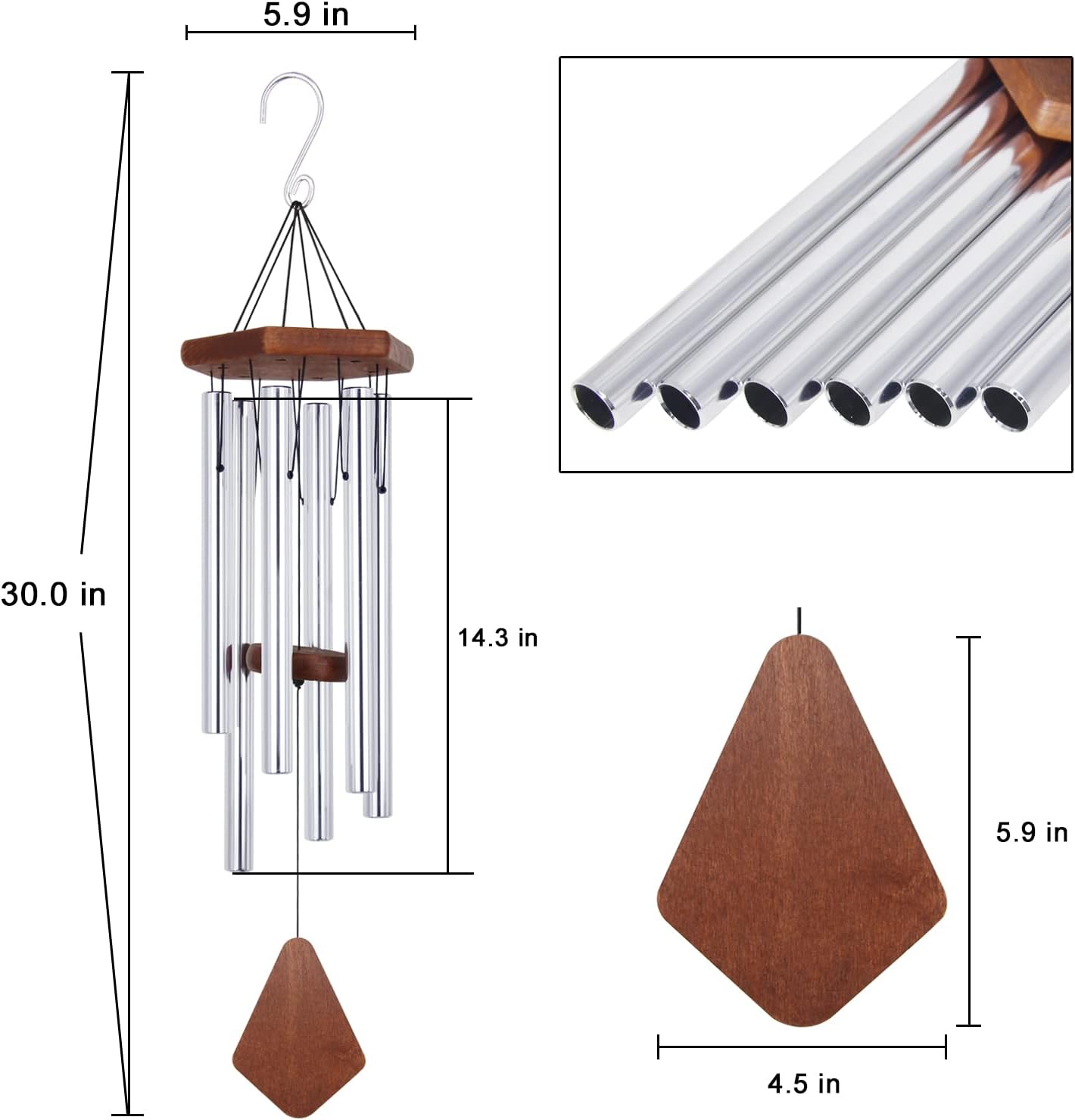 ASTARIN Memorial Wind Chimes for Outside, 30'' Deep Tone, Sympathy Wind-Chime Personalized with 6