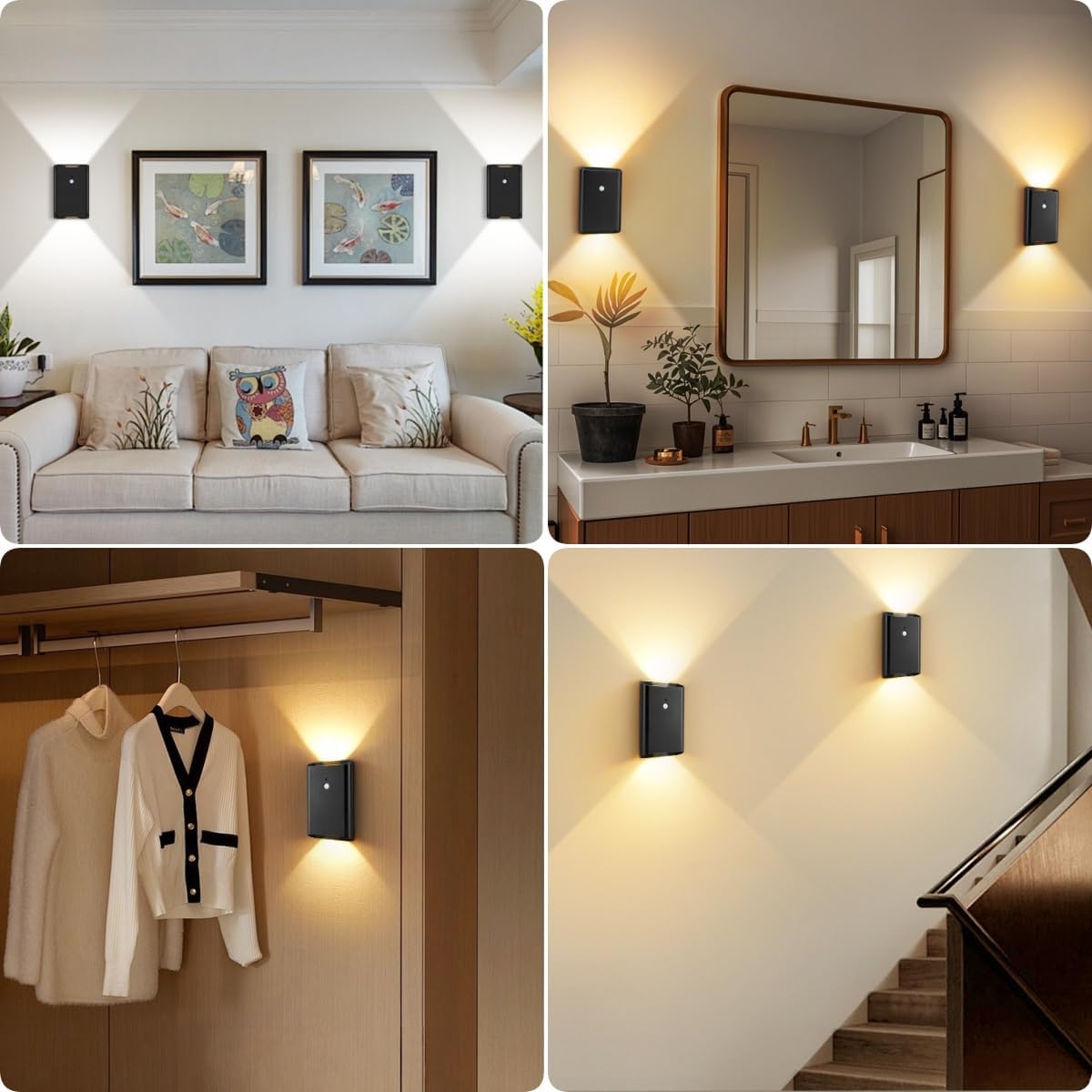 Battery-Operated Motion Sensor Wall Light: 5000mAh Rechargeable Wall Sconce Set of 2 Motion