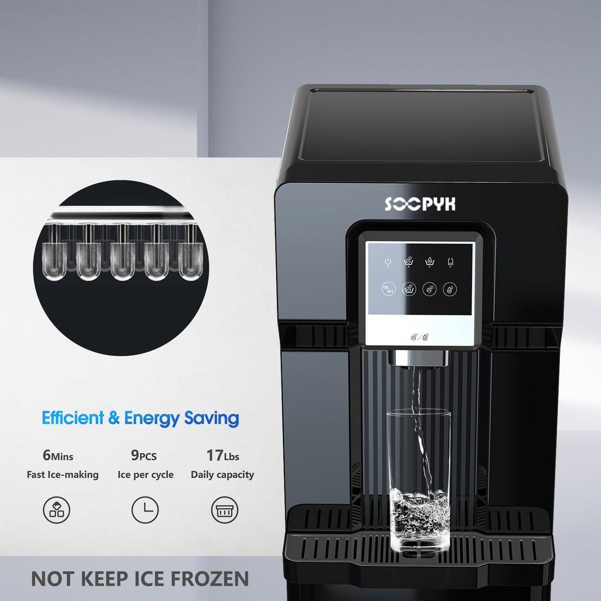 2 in 1 Bottom Load Water Cooler Dispenser with Ice Maker for 3 Gallon Bottle 17lbs Daily Capacity