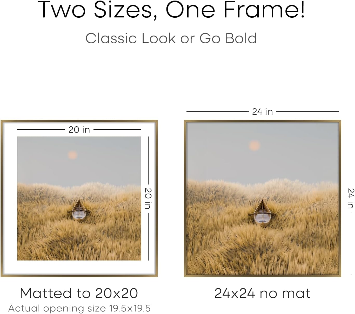 Homeforia 24x24 Picture Frame Bronze, High End Metal 24 x 24 Large Square Poster Frames with Mat 20
