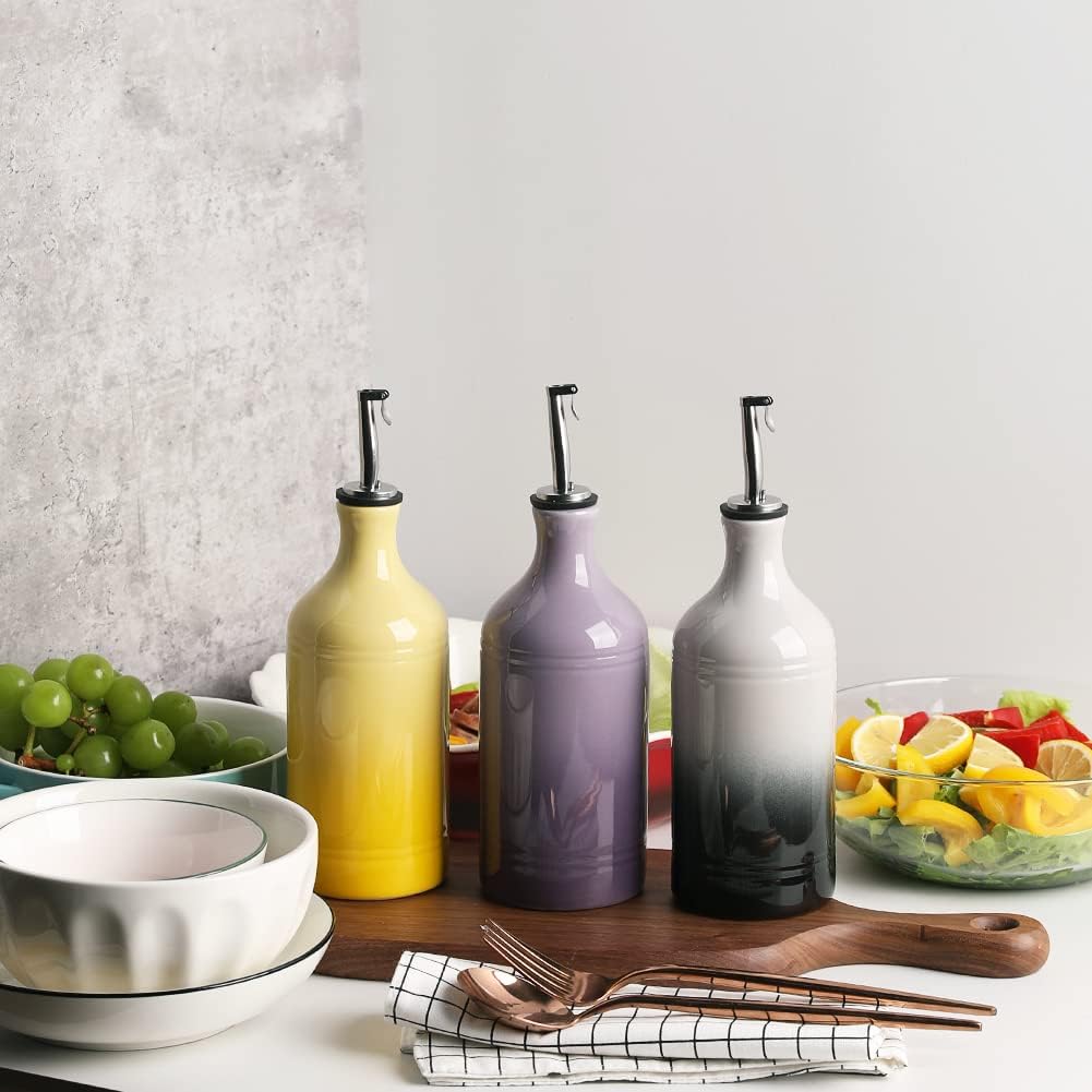 Sweejar Ceramic Olive Oil Dispenser Bottle, Opaque Oil Cruet Protects Oil to Reduce Oxidation