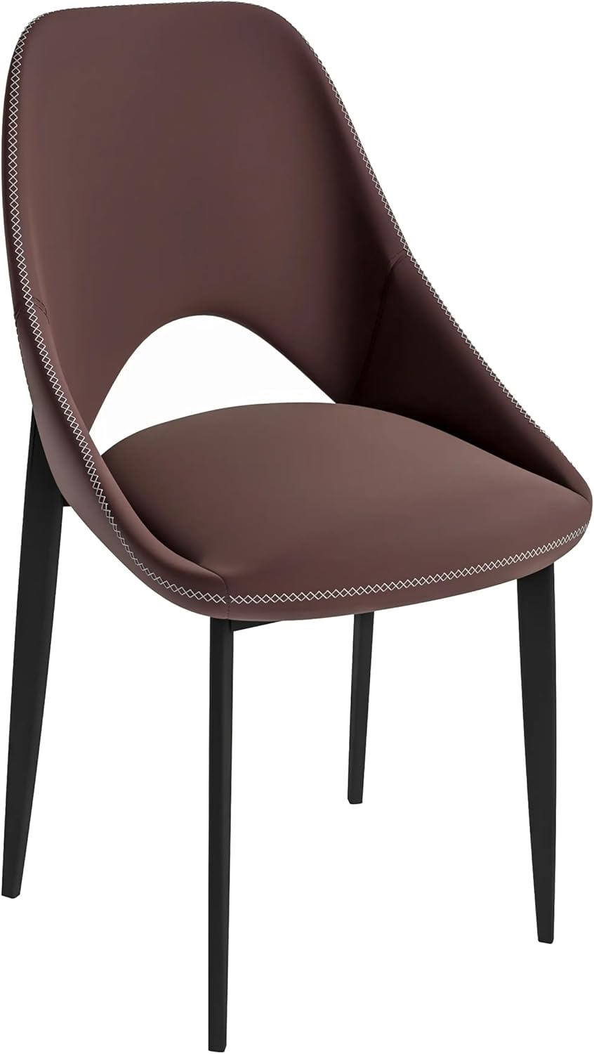 LeisureMod Amalfi Upholstered Fabric Dining Chair – Modern Side Chair with Iron Legs, Mid-Century