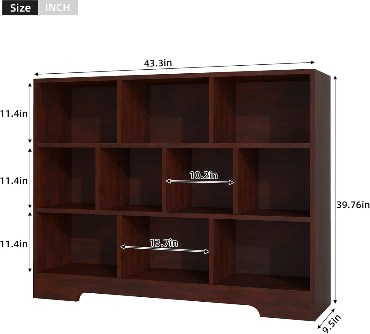 Book Shelf Set of 2, 10 Cubes Storage Organizer, 3-Tier Open Shelf Wooden Bookcase, Freestanding