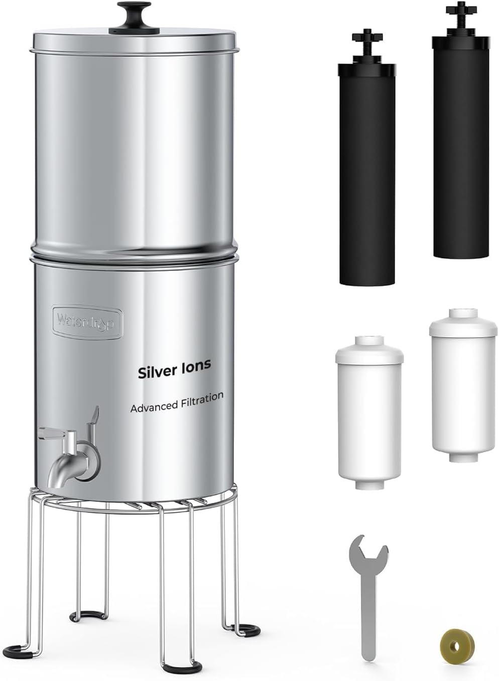 Waterdrop Upgrade Gravity-fed Water Filter System, with Silver Ions Enhanced Filtration, Reduces