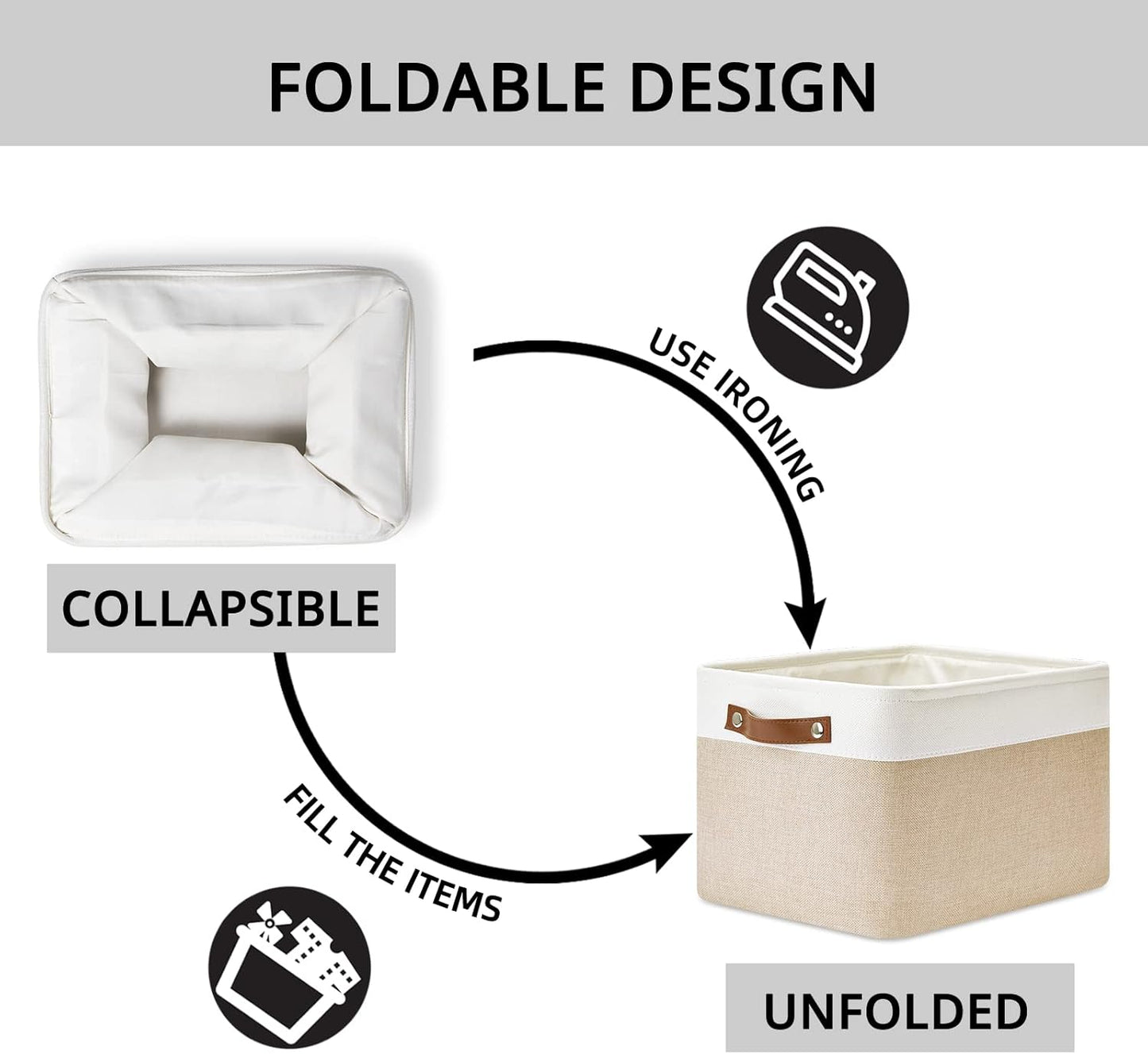 DULLEMELO Fabric Storage Bins for Laundry, Home, Foldable Storage Baskets for Shelves, Toys