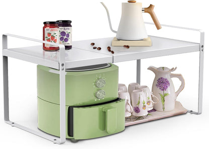 11'' Wide Expandable Cabinet Shelf Organizer Rack Adjustable Length 14''-26'' Pantry Shelf Spice