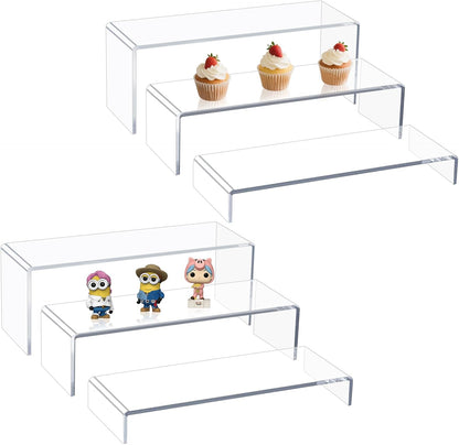 Acrylic Display Risers,12'' Large Display Stands, Thickened to 0.2''(5mm) Stackable Acrylic Shelves
