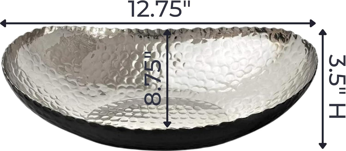 Monarch Abode Hand Hammered Decorative Bowl for Home Decor, 12.75-Inch Black and Nickel Plated