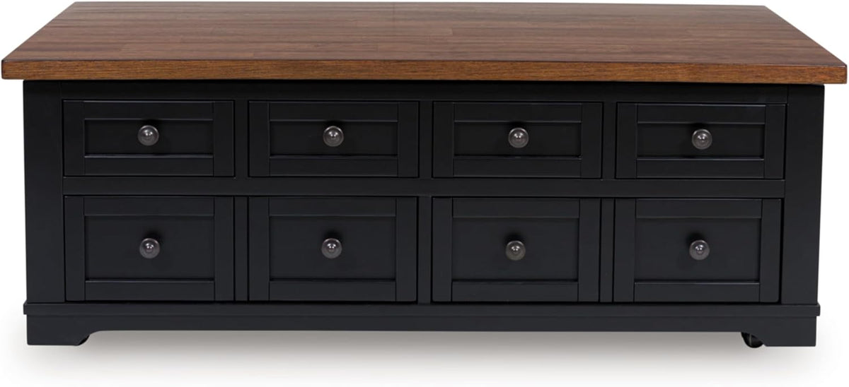 Signature Design by Ashley Wildenauer Farmhouse 2-Drawer Lift-Top Coffee Table with 2 Storage Bins